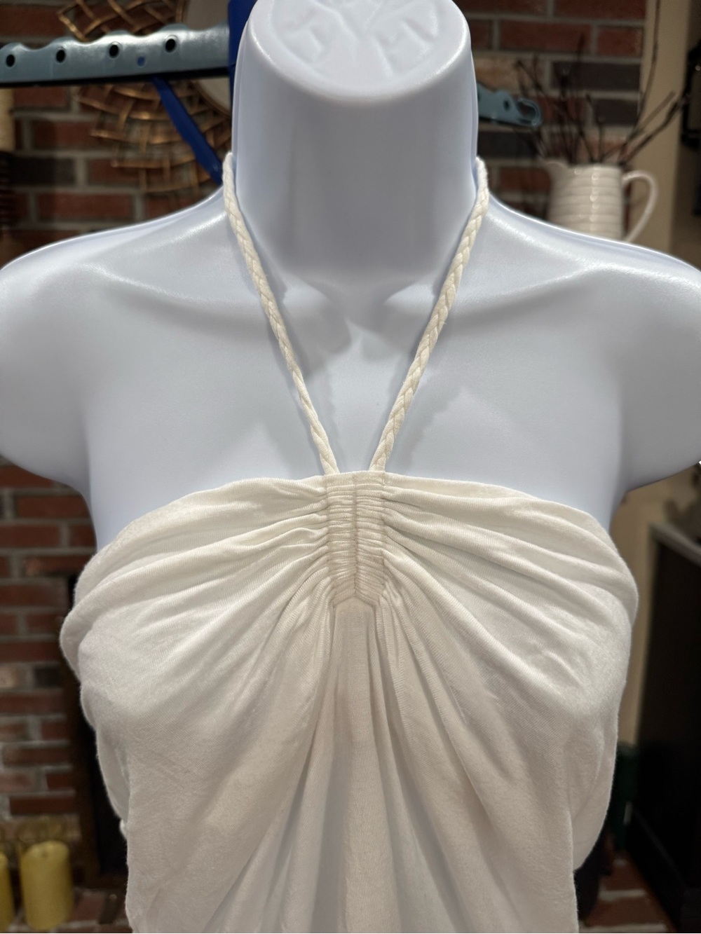 Old Navy Halter Ruched Front Tank Top white size L